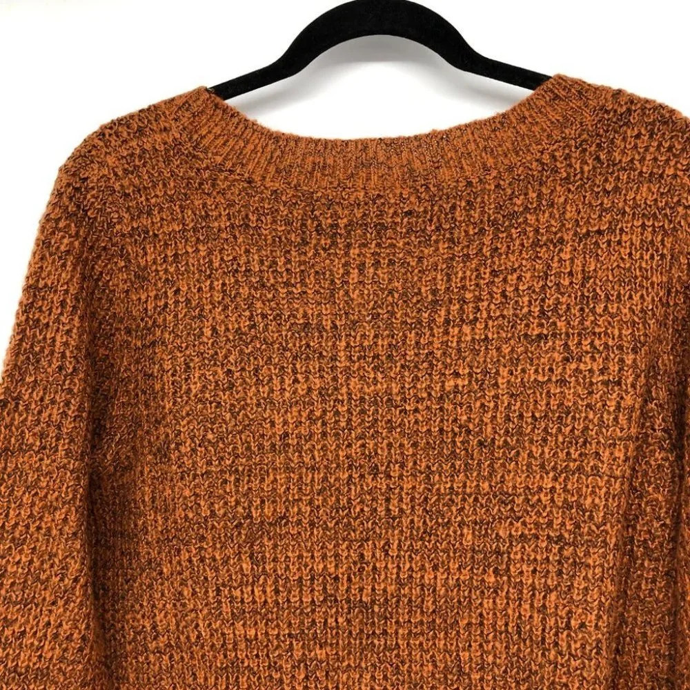 ICHI Ihodansa Rust / Ginger / Orange Long Sleeve Thick Waffle Knit Sweater LG - Picture 11 of 16